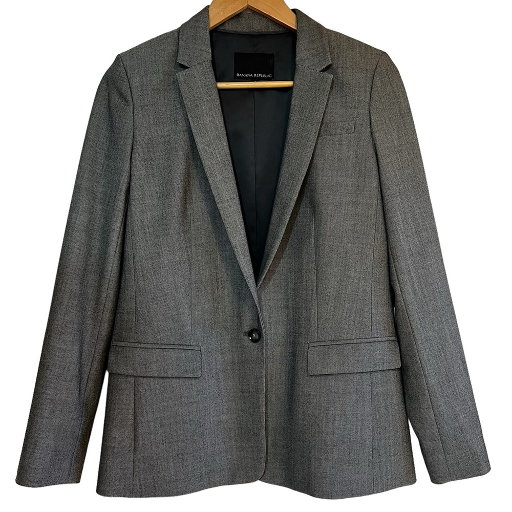 Banana Republic Gray Single-Button Blazer